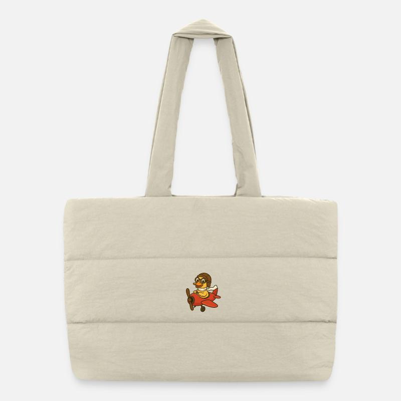 Adventure Duck in Pilot Costume Puffer Shopping Bag