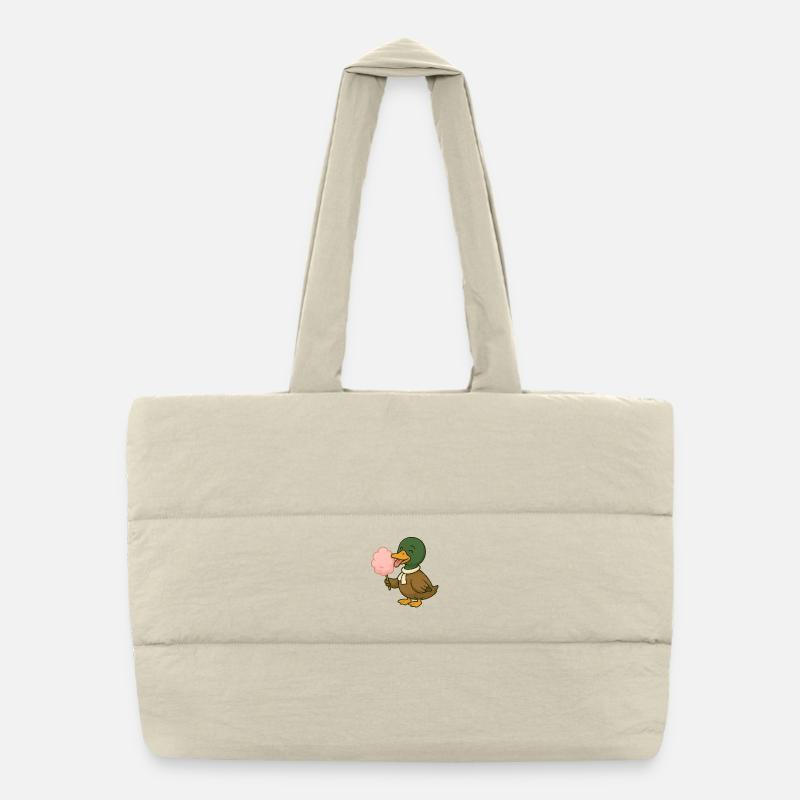 Motif de canard ludique avec barbe à papa Sac shopping matelassé