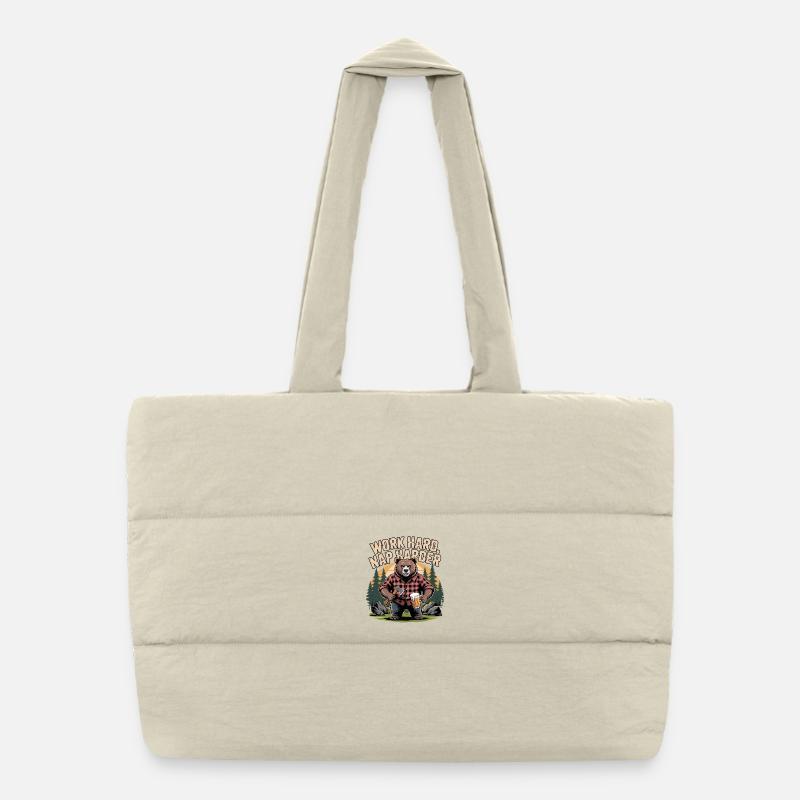 Hart arbeiten, Schlaf härter, Bär Puffer-Einkaufstasche
