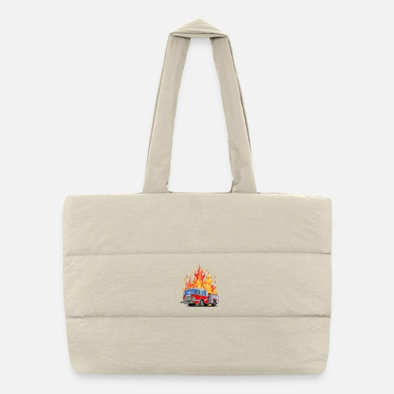Fire brigade in action Puffer Shopping Bag