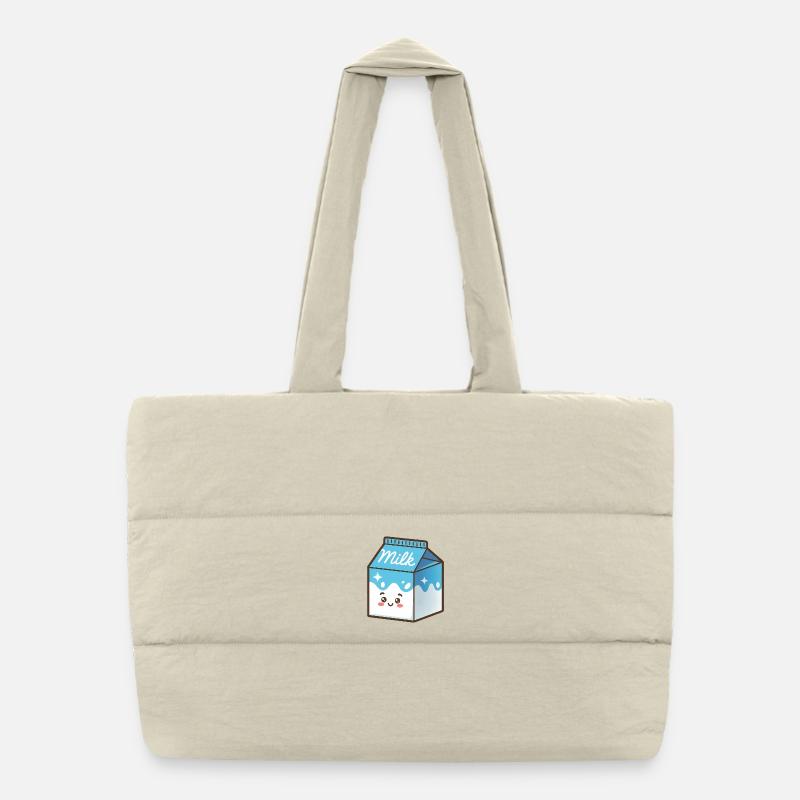 Carton de lait Kawaii Sac shopping matelassé