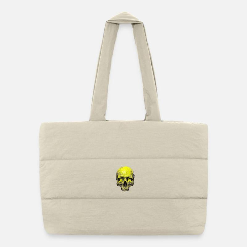 Neon X Totenkopf - Puffer-Einkaufstasche - Naturweiß