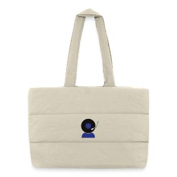 Tête de disque vinyle - Sac shopping matelassé - blanc naturel - Devant