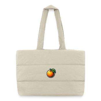 Orange cartoon éclatante avec feuille - Sac shopping matelassé - blanc naturel - Devant