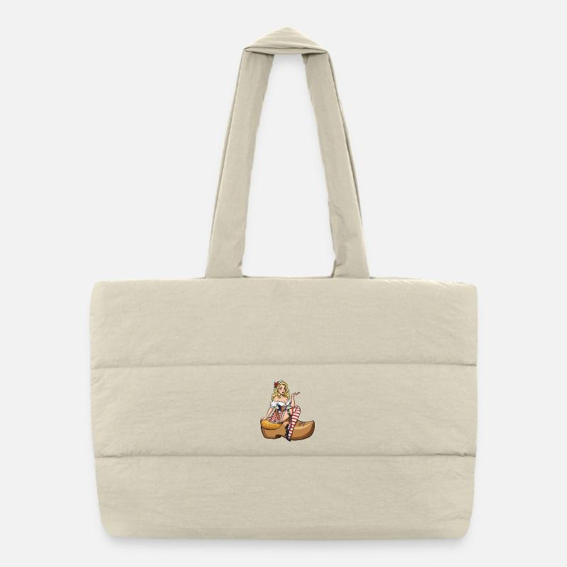 Holland pin-up in clog Puffer Shopping Bag