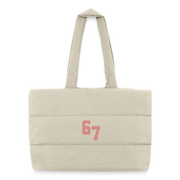 6 7 – Trendiges, minimalistisches Textdesign, - Puffer-Einkaufstasche - Naturweiß - Vorne
