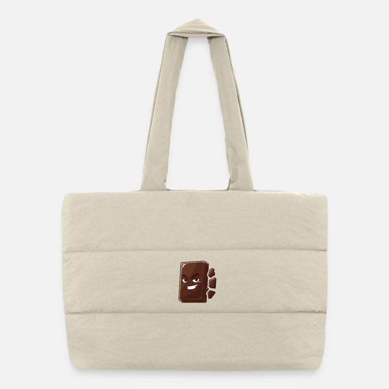 Charmant bloc de chocolat avec un sourire Sac shopping matelassé