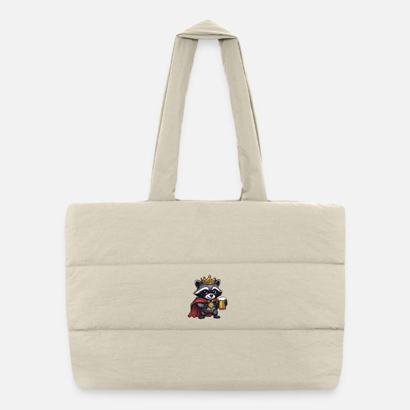 Raccoon Beer King Puffer Shopping Bag