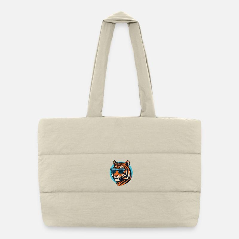Tiger mit Sonnenbrille Pop Art Puffer-Einkaufstasche