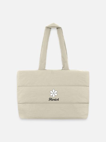 Artisan florist sleek floral logo - Puffer Shopping Bag - natural