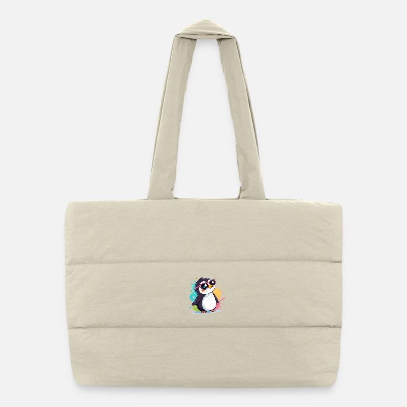 Pingouin cool pop lunettes roses Sac shopping matelassé