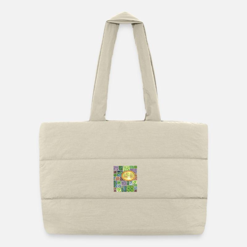 Temple de Bali sur patchwork de motifs Sac shopping matelassé