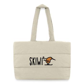 Skiwi drôle de ski Kiwi oiseau nouvelle-zélande dessin animé - Sac shopping matelassé - blanc naturel - Devant