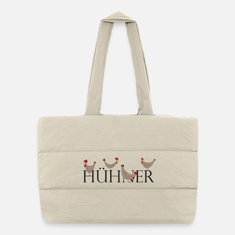 Lustiger Hühnergruß auf Keksdesign Puffer-Einkaufstasche