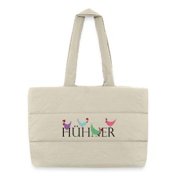 Humorvolle Hühner mit Wortspiel - Puffer-Einkaufstasche - Naturweiß - Vorne