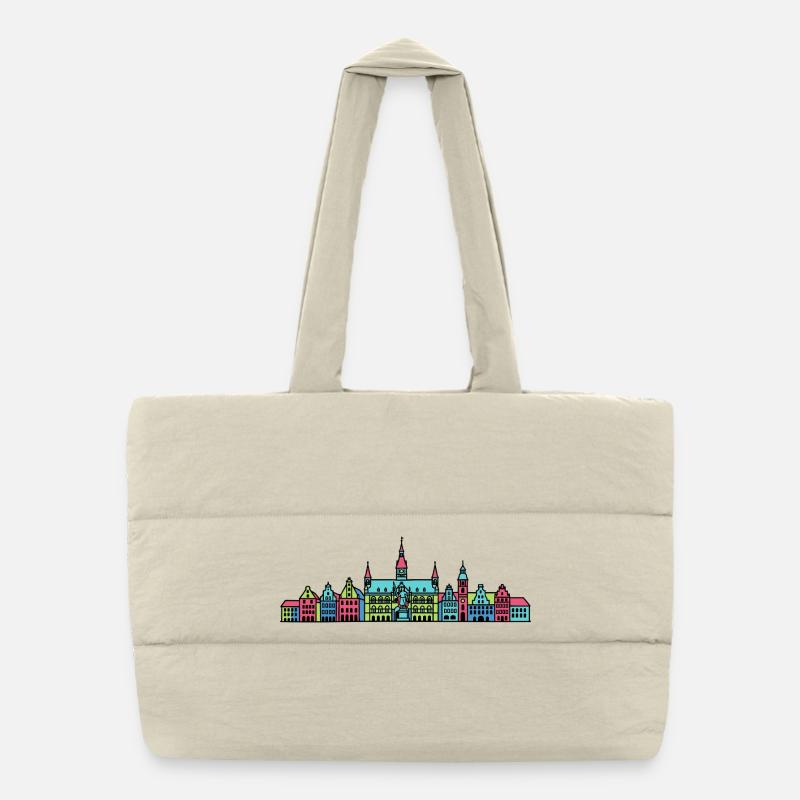Décors de la silhouette de l’hôtel de ville de Brême Sac shopping matelassé
