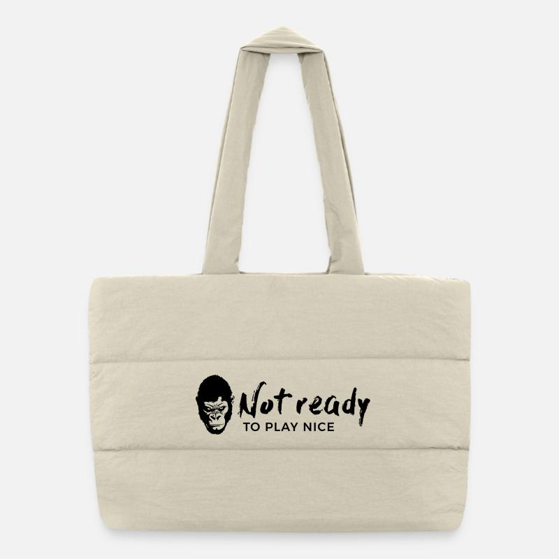 Guerrilla Girl – not ready to play nice - Puffer-Einkaufstasche - Naturweiß