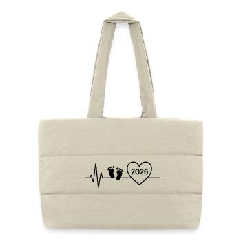 Bébé 2026 annonce de bébé future maman   - Sac shopping matelassé - blanc naturel - Devant