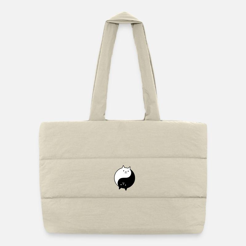 Cat Yin Yang - Puffer Shopping Bag - natural