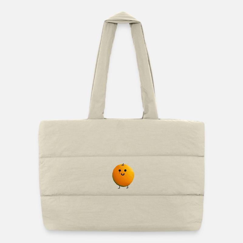 Orange - Puffer-Einkaufstasche - Naturweiß