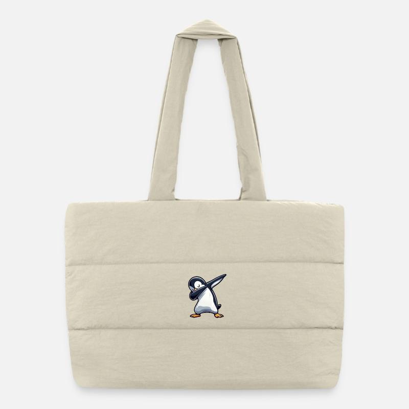 Cool Penguin Dabbing Dancing Relaxed Fun Puffer Shopping Bag