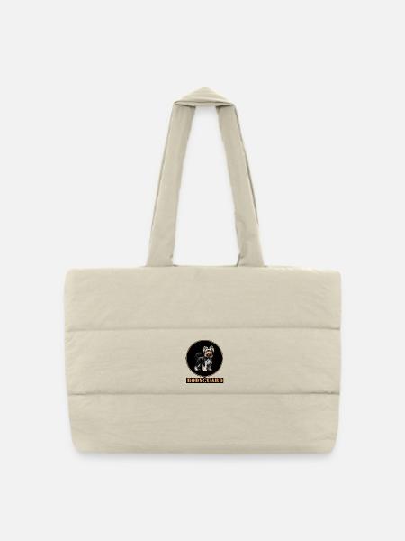 Yorkshire Terrier : Wachhund im Goldring - Gesteppte Shopping Bag - Naturweiß