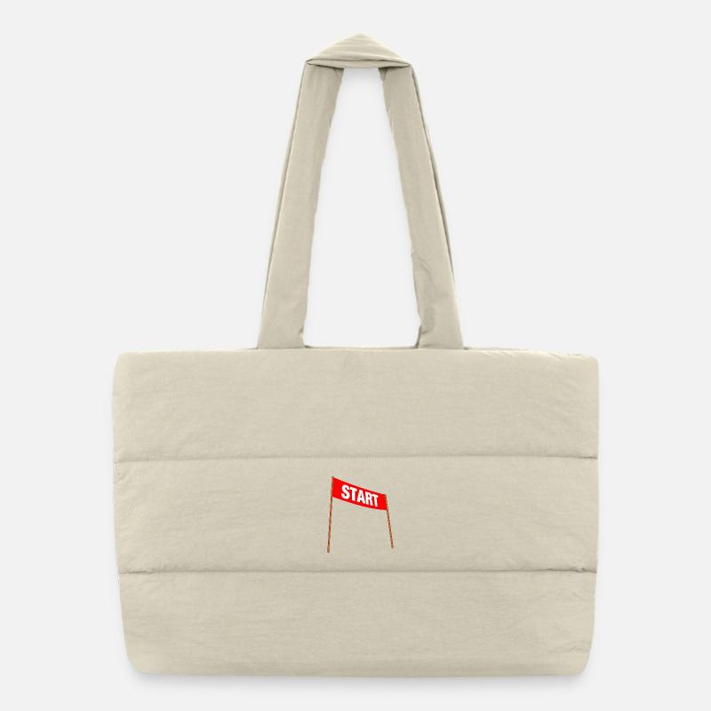 Red banner with START – Ready for the start! Puffer Shopping Bag