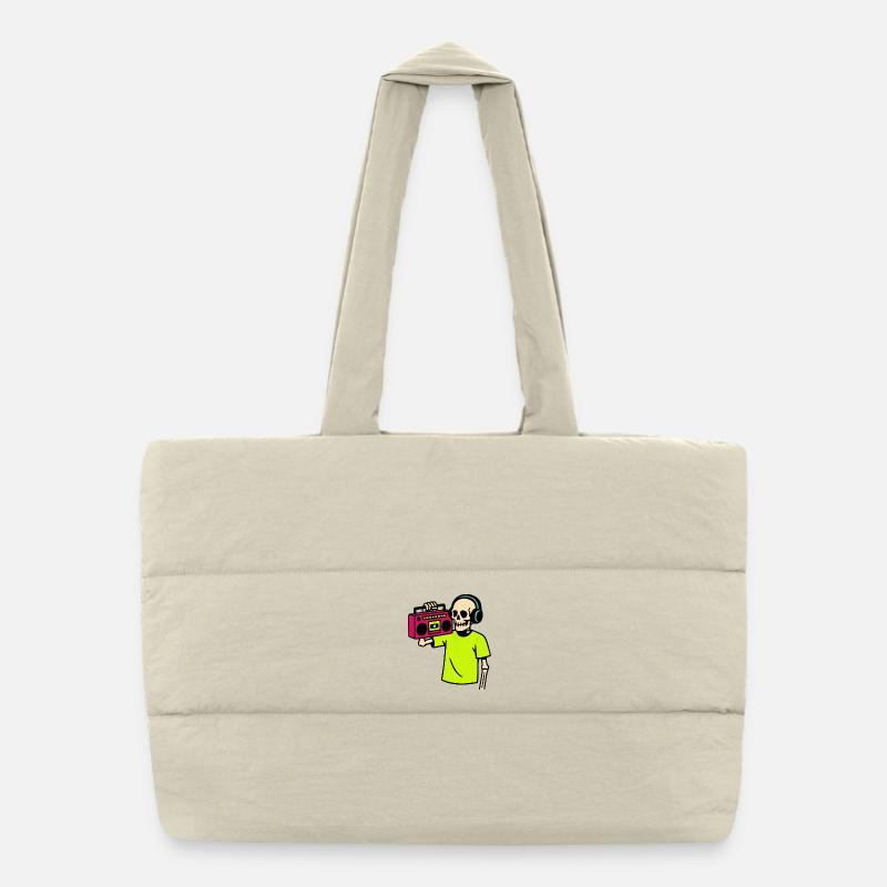 Neon Skeleton avec Boombox – Retro Hip-Hop Vibes Sac shopping matelassé