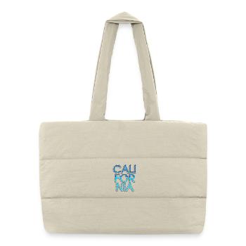 California coastal motif in shades of blue - Puffer Shopping Bag - natural - Front