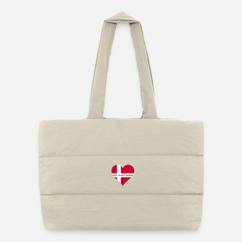 Drapeau danois en forme de cœur Sac shopping matelassé
