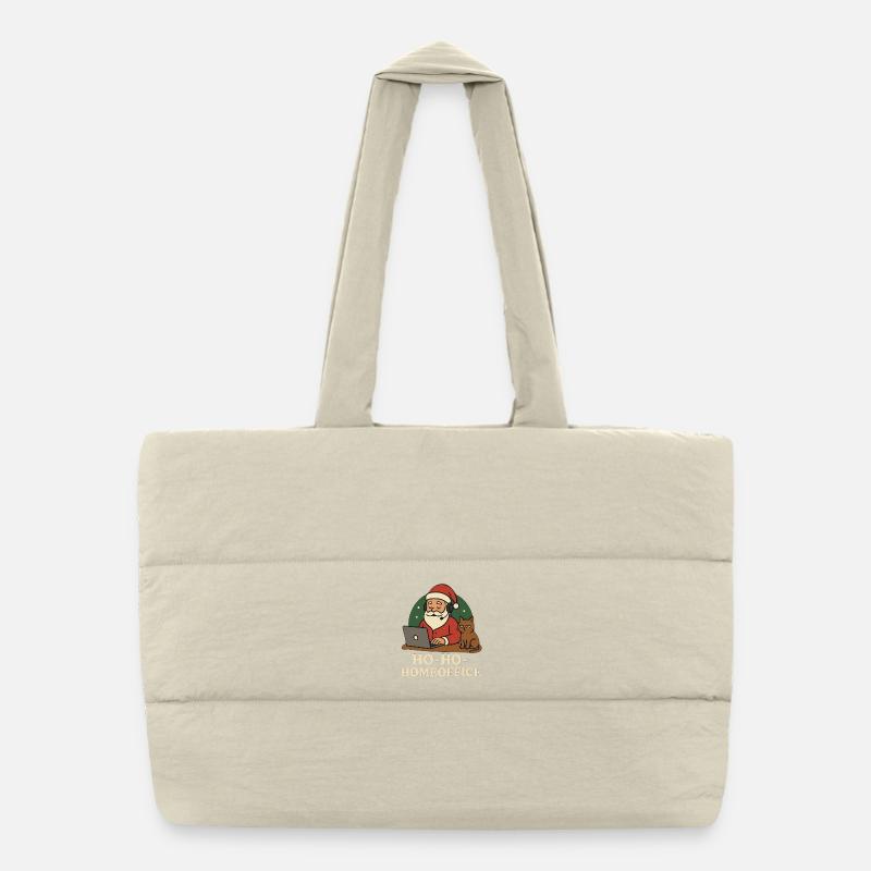Weihnachtsbüro Santa Katze Illustration Puffer-Einkaufstasche