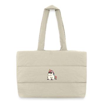 Fat Unicorn with Sunglasses - Puffer Shopping Bag - natural - Front