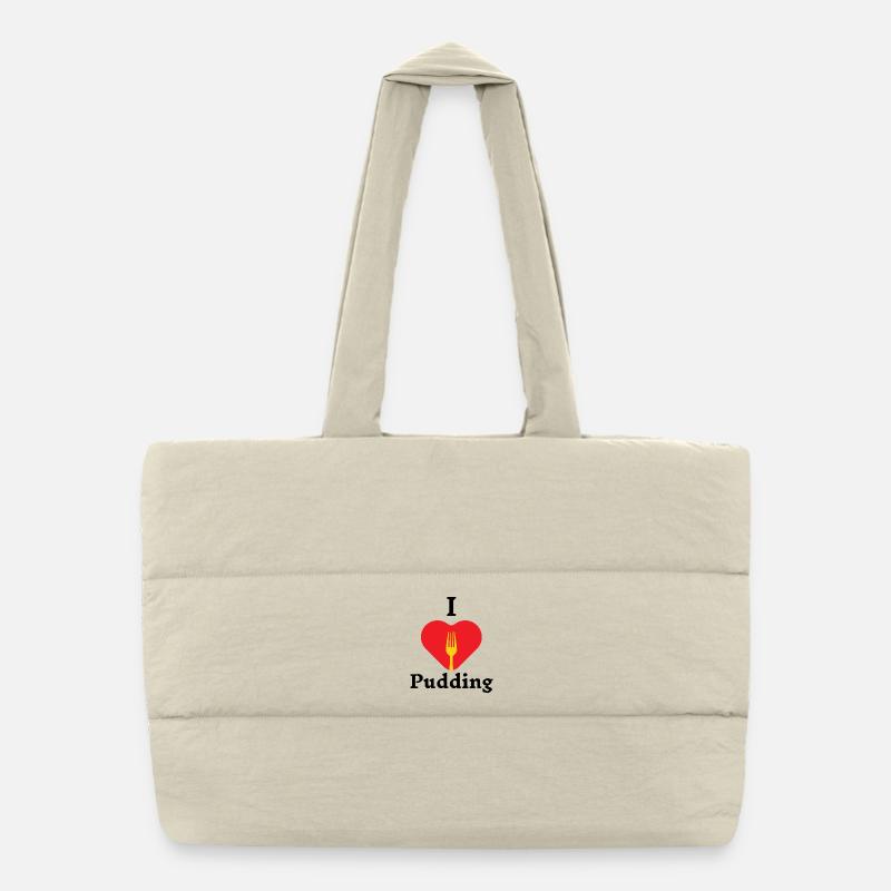 I Love Pudding mit Gabel – Trendshirt 2025 Puffer-Einkaufstasche