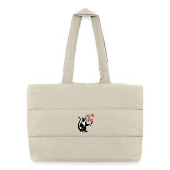 Cat paints growing up - Puffer Shopping Bag - natural - Front