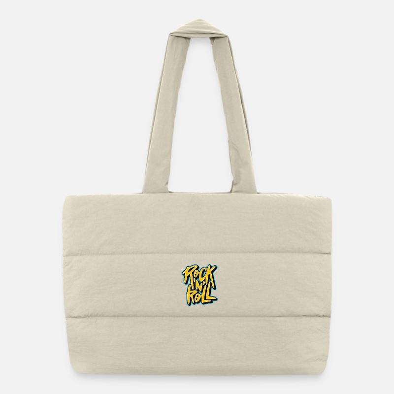 Graffiti Rock 'n' Roll Text-Logo Puffer-Einkaufstasche