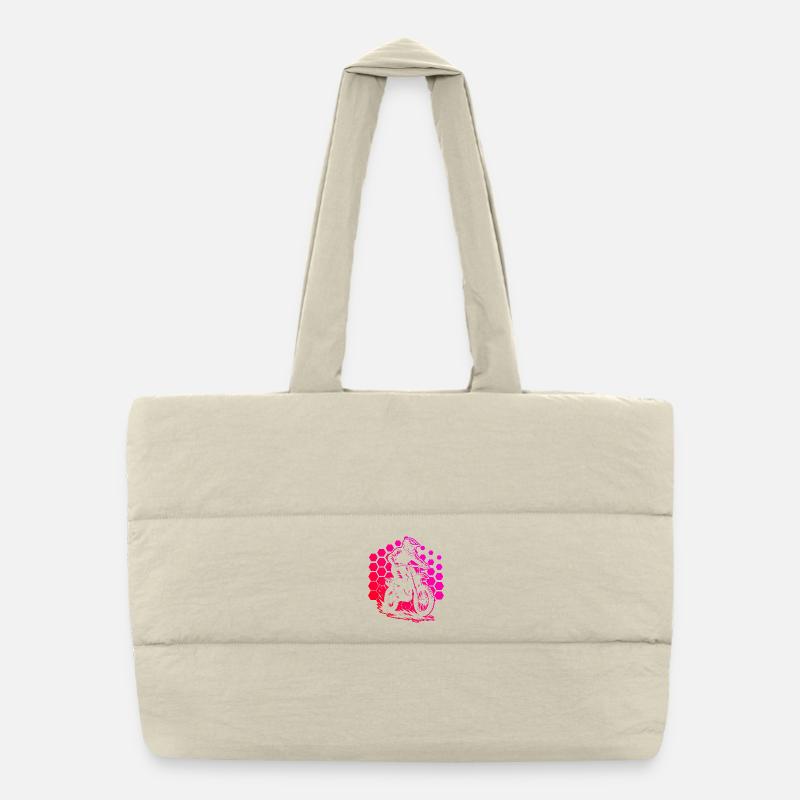 Moto de course en motif hexagonal Sac shopping matelassé
