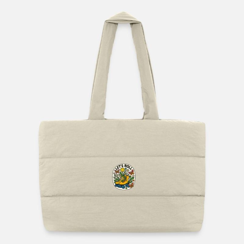 Lasst uns Floral Roller rollen Puffer-Einkaufstasche