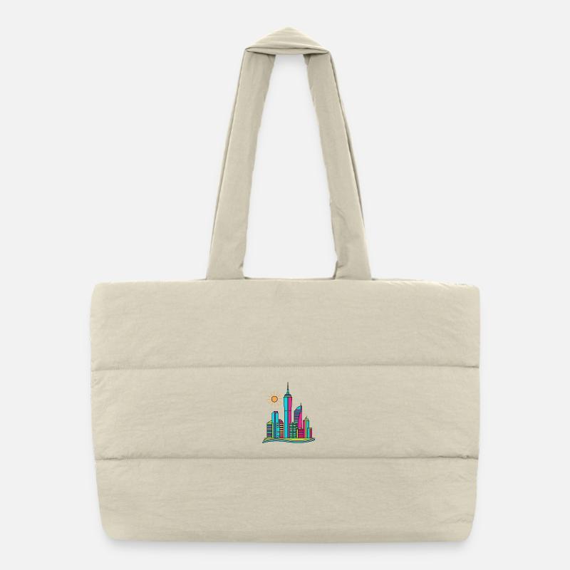 Skyline urbain abstrait vibrant Art moderne coloré Sac shopping matelassé