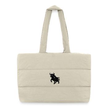 Black Bull Silhouette with Shine - Puffer Shopping Bag - natural - Front