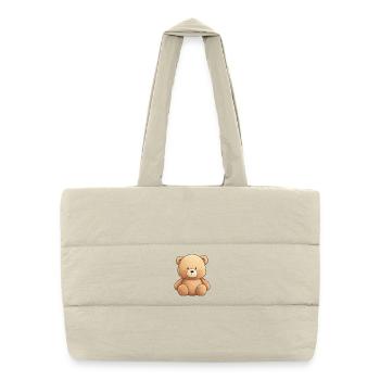 Sanfter und tröstlicher Teddybär, Teddybär - Puffer-Einkaufstasche - Naturweiß - Vorne