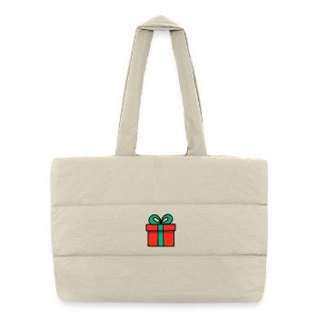 Neon Red Gift Box with Glossy Ribbon - Puffer Shopping Bag - natural - Front