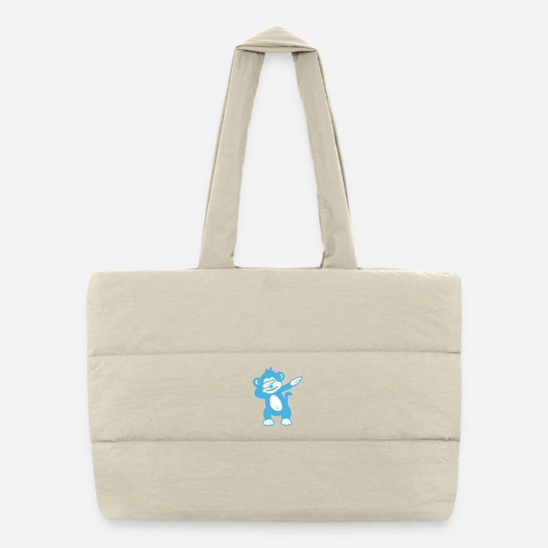Mascotte du Singe Bleu - Design ludique Sac shopping matelassé