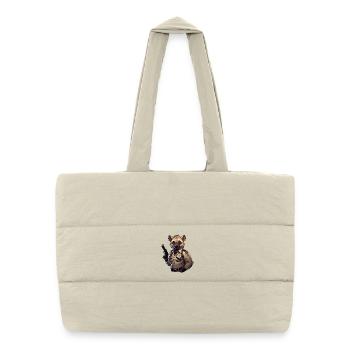 Hyène Policier - Sac shopping matelassé - blanc naturel - Devant