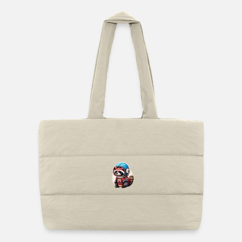 Spaceman raton laveur avec smartphone - Sac shopping matelassé - blanc naturel