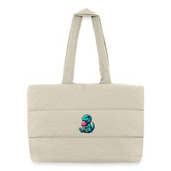 Cute T-Rex with Ice Dinosaur Gift - Puffer Shopping Bag - natural - Front