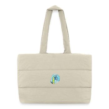 Wave and Surfer Motif with Mandala - Puffer Shopping Bag - natural - Front