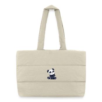 Niedliche Panda Cartoon Illustration - Puffer-Einkaufstasche - Naturweiß - Vorne