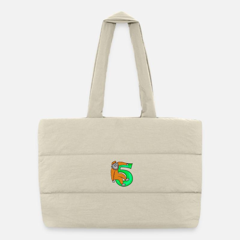 5th Birthday Motif Monkey - 5 years Puffer Shopping Bag