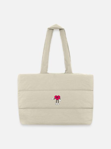 Heart - Puffer Shopping Bag - natural