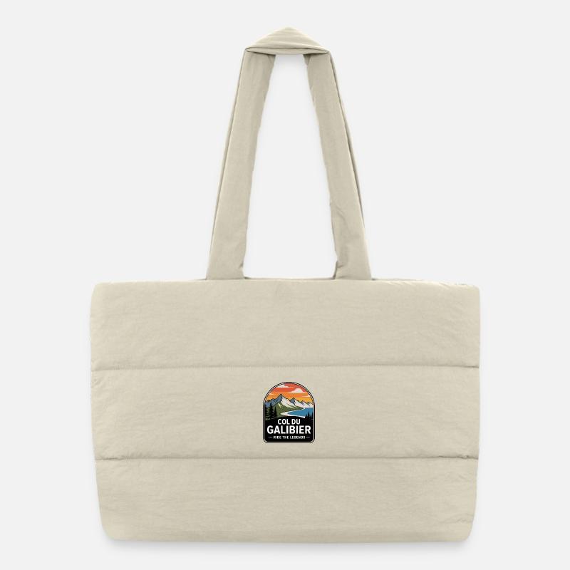 Col du Galibier Panneau Cyclisme - Sac shopping matelassé - blanc naturel
